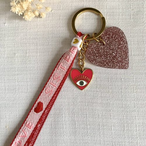 Chaveiro Coração Glitter Vermelho