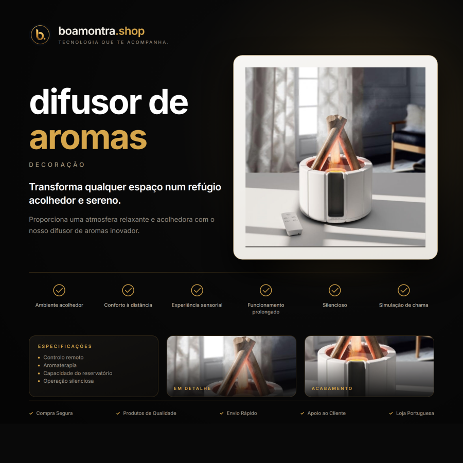 Cria um ambiente relaxante com difusor de aromas