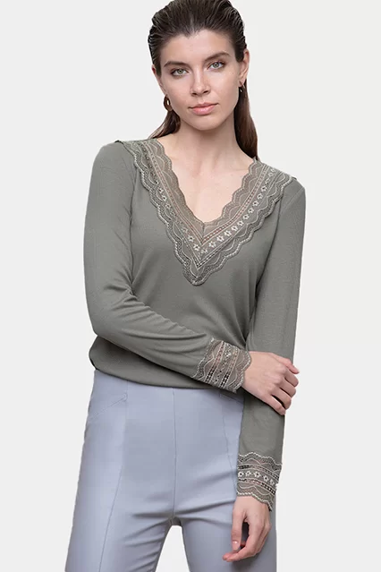 Camisola Canelada Decote V