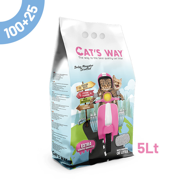 Pack Litter Aglomerante Cat'S Way - Baby Powder 5Lt - 100+25 Oferta