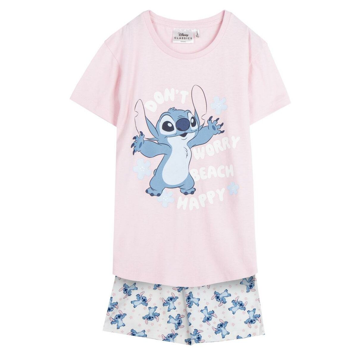 Pijama de Verão Stitch Cor de Rosa