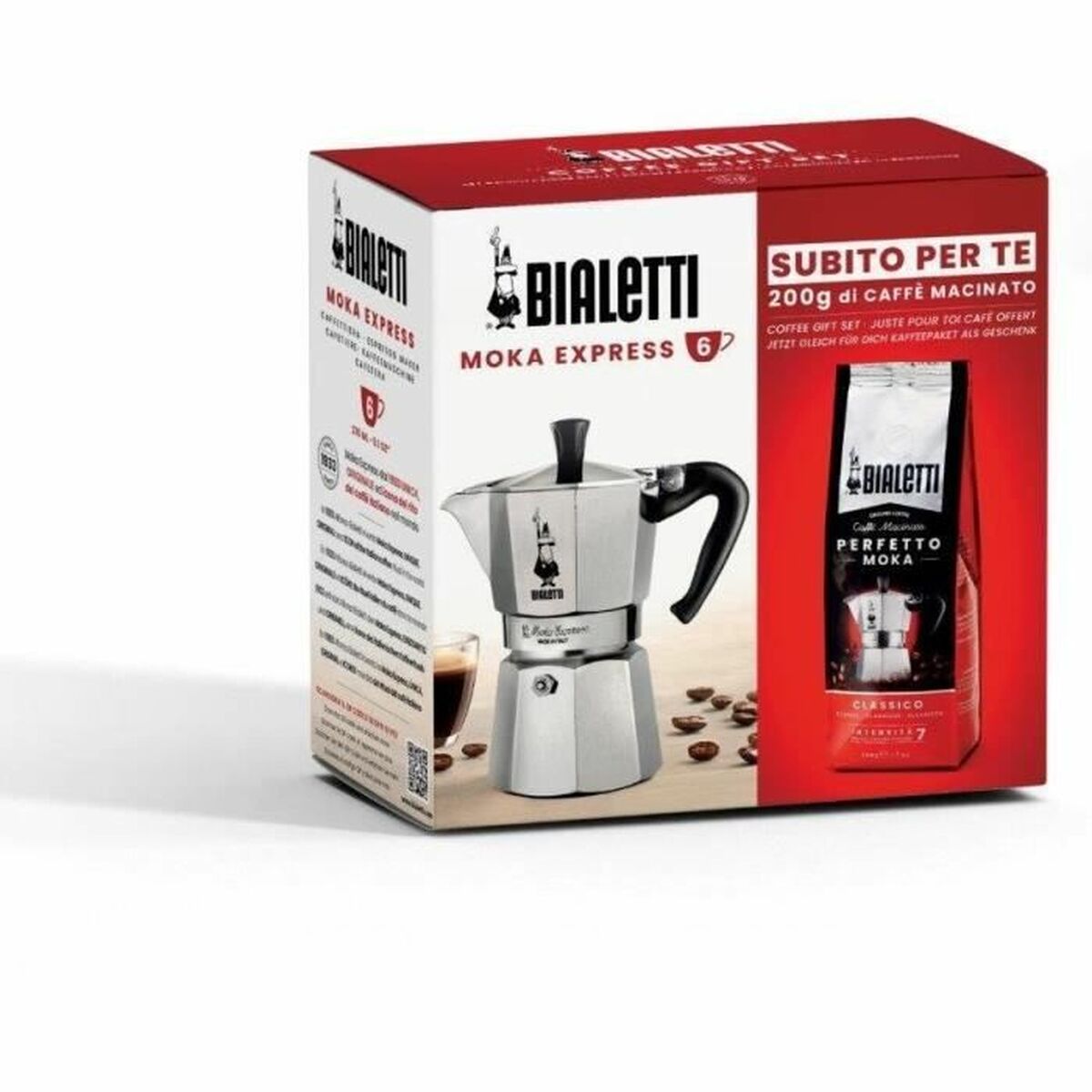 Cafeteira Italiana Bialetti Moka Classico Cinzento 3 Kopjes