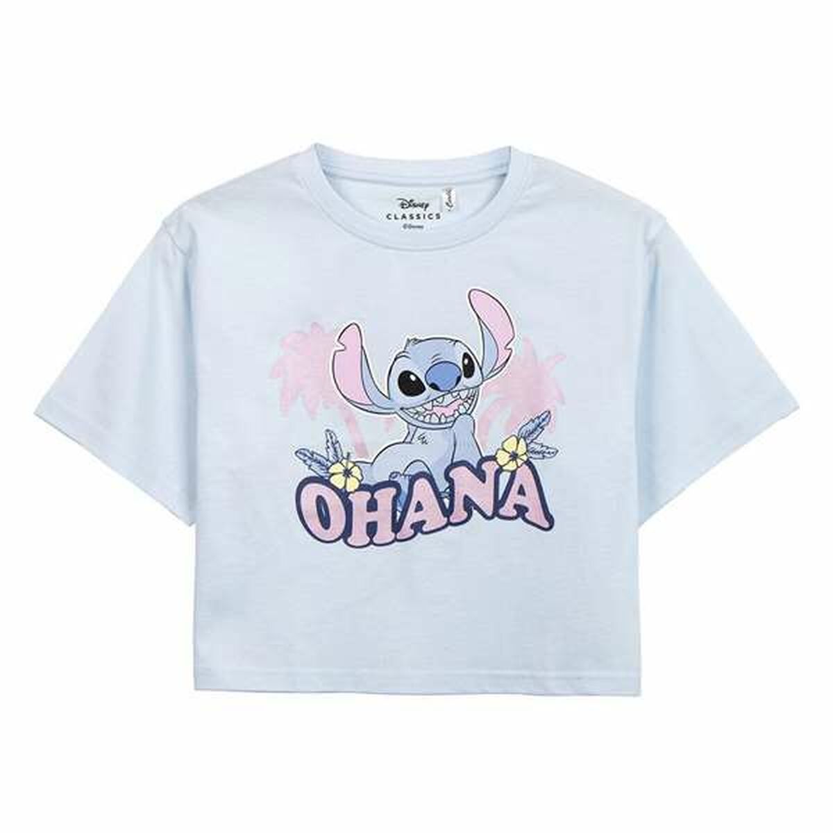 Camisola de Manga Curta Infantil Stitch Rosa Claro