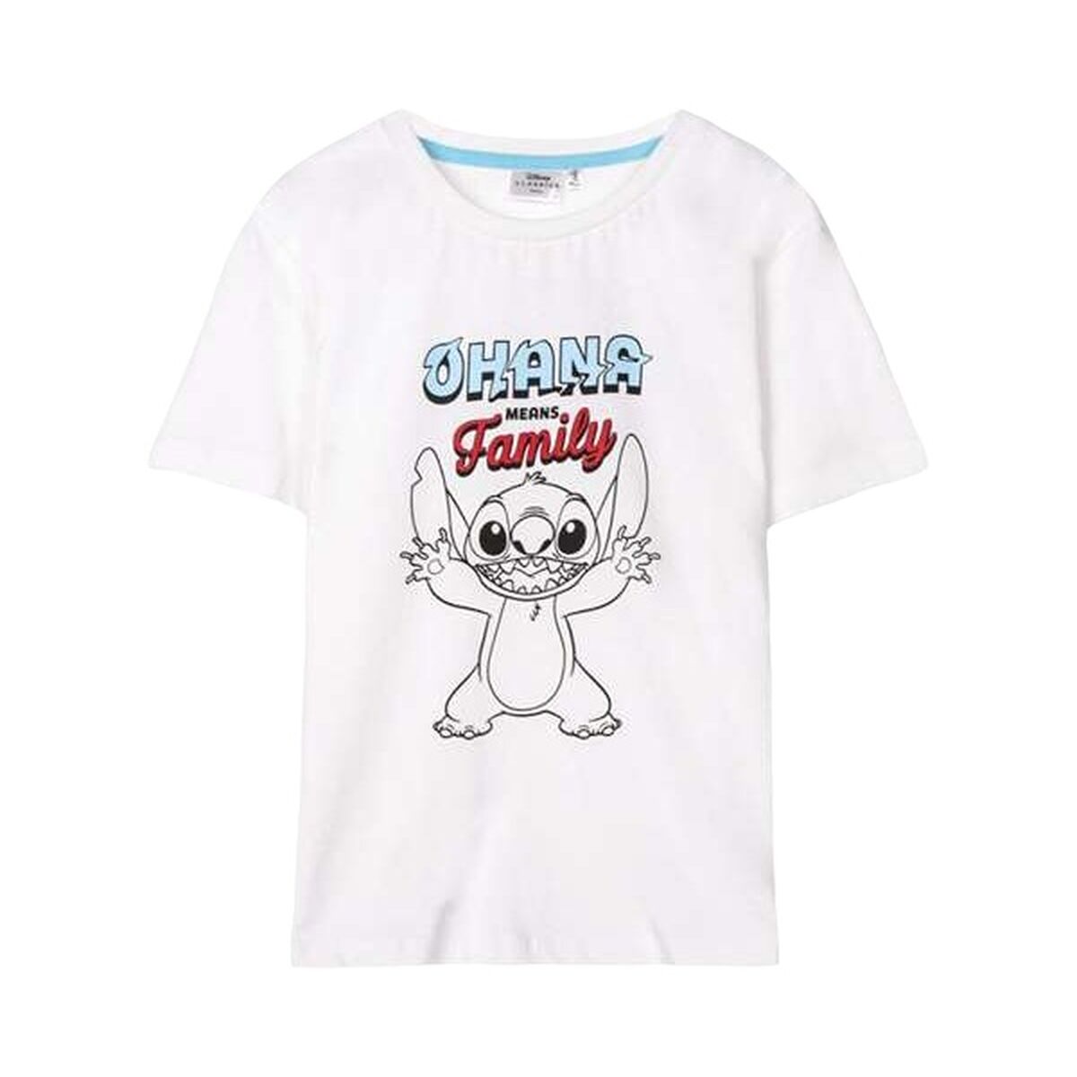Camisola de Manga Curta Infantil Stitch Branco