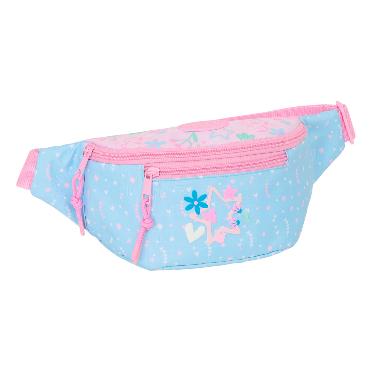 Bolsa de Cintura BlackFit8 Smile Cor de Rosa Azul Claro 23 x 12 x 9 cm