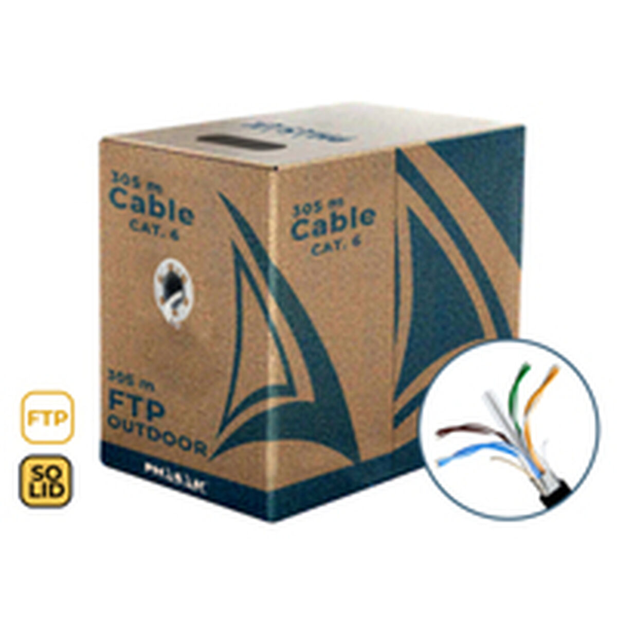 Cabo de rede rígido FTP Categoria 6 Phasak PHR 670 Preto 305 m