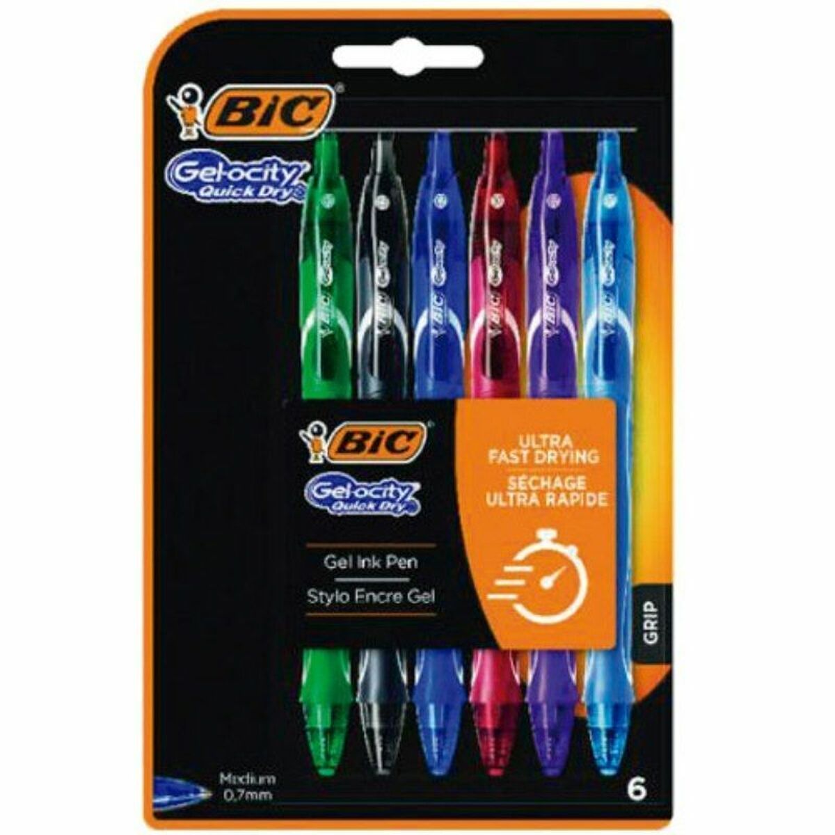 Conjunto de Canetas Bic Gelocity Quick Dry 964769 Preto Multicolor (6 Unidades)