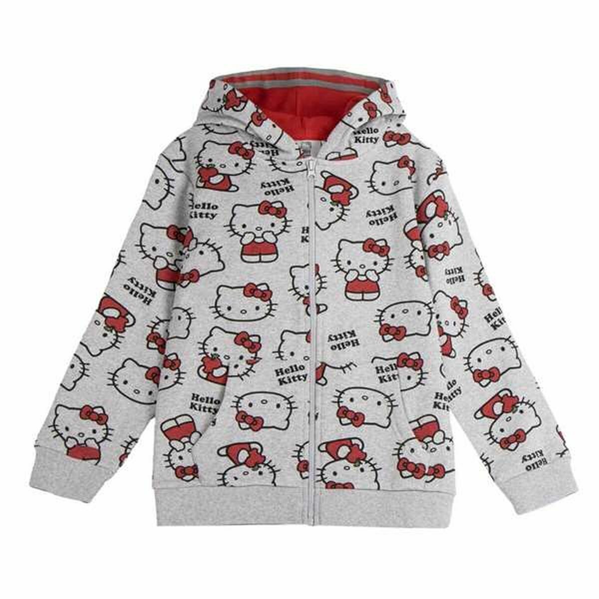 Camisola com Capuz Menina Hello Kitty Cinzento