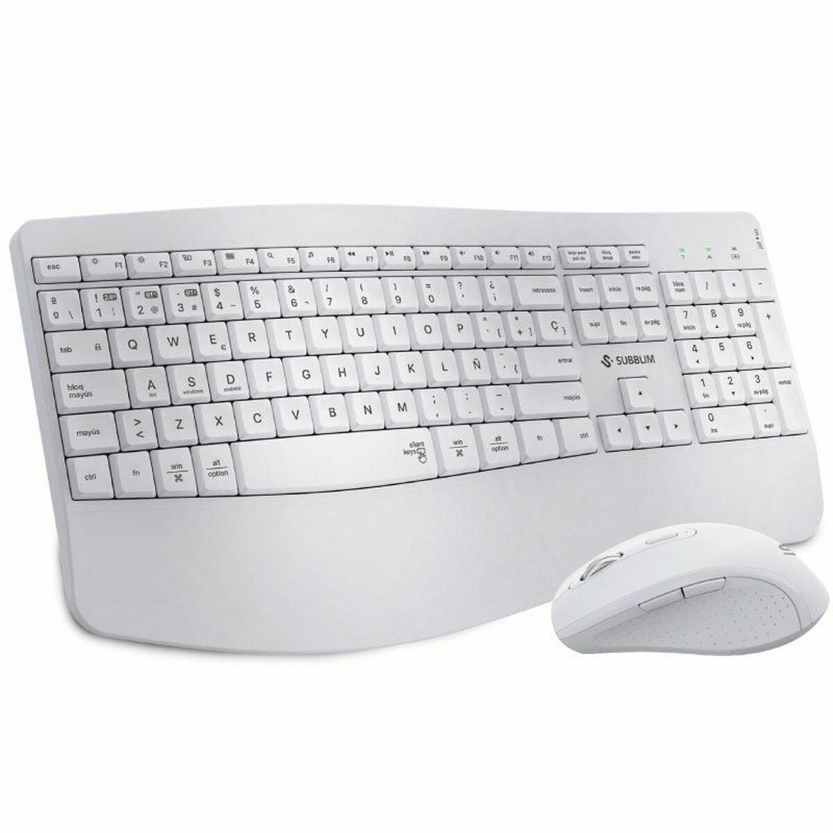 Teclado e Rato Subblim OFFICE PROWAVE Branco Qwerty espanhol QWERTY