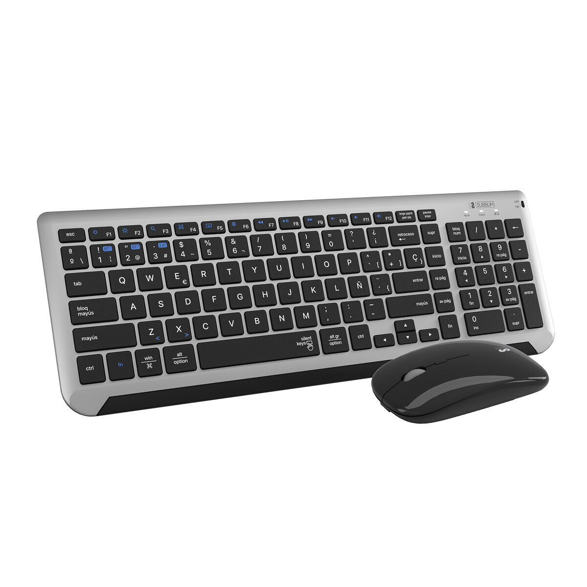 Teclado e Rato sem Fios Subblim SUBKBC-DCEP20 Cinzento Qwerty espanhol