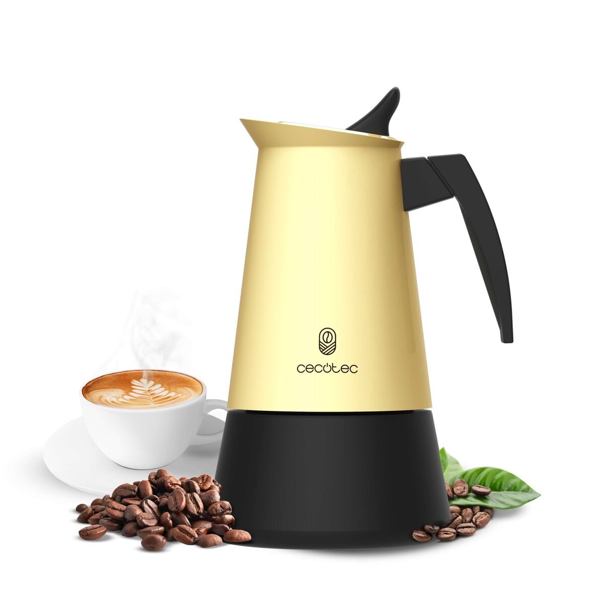 Cafeteira italiana Cecotec Piccolina 900 beige 10 chávenas inox antigota