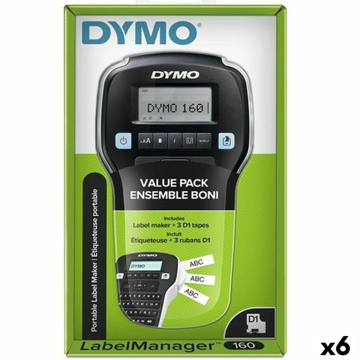 Máquina Rotuladora Elétrica Dymo LM160 Preto 1,2 mm 6 Unidades