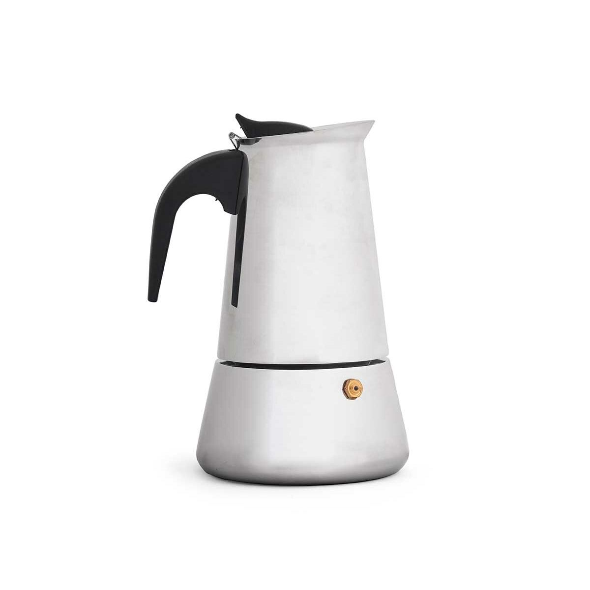 Cafeteira Italiana Kinvara Preto Prateado Aço Plástico 4 Kopjes